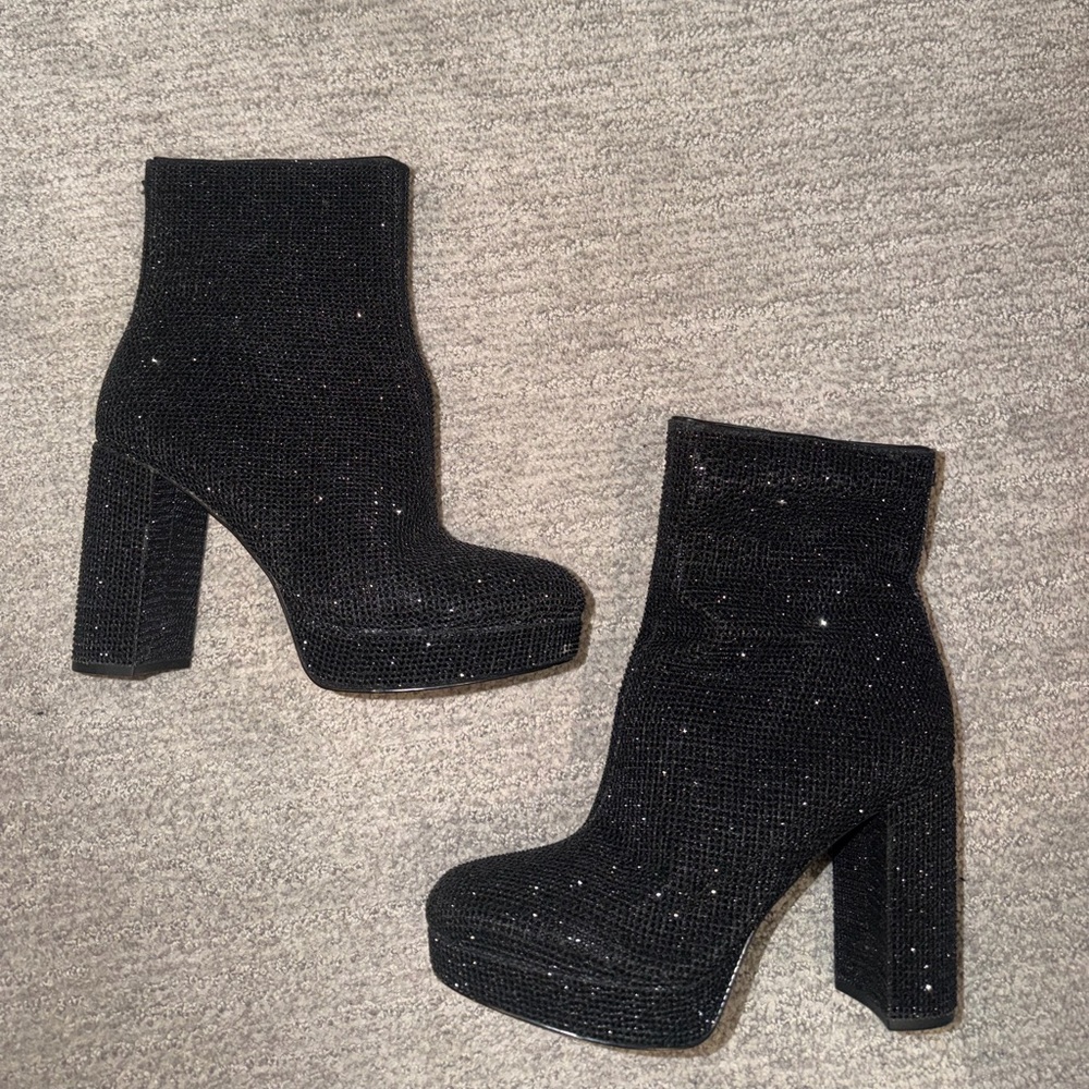 Michael Kors Black Sparkle Platform Booties